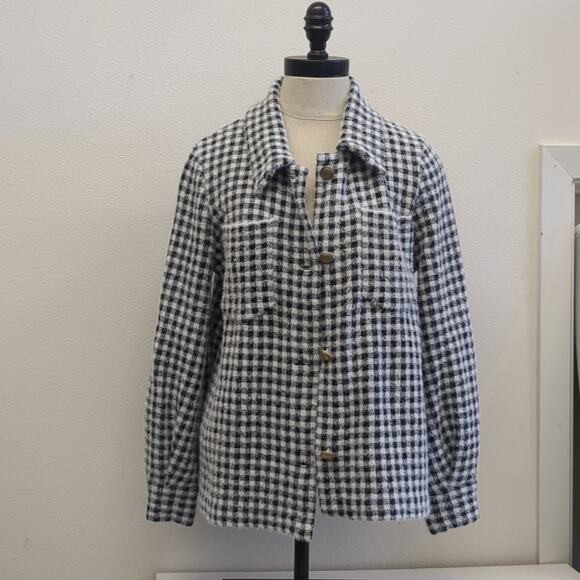 Max Studio houndstooth fluffy jacket size small - Picture 1 of 7